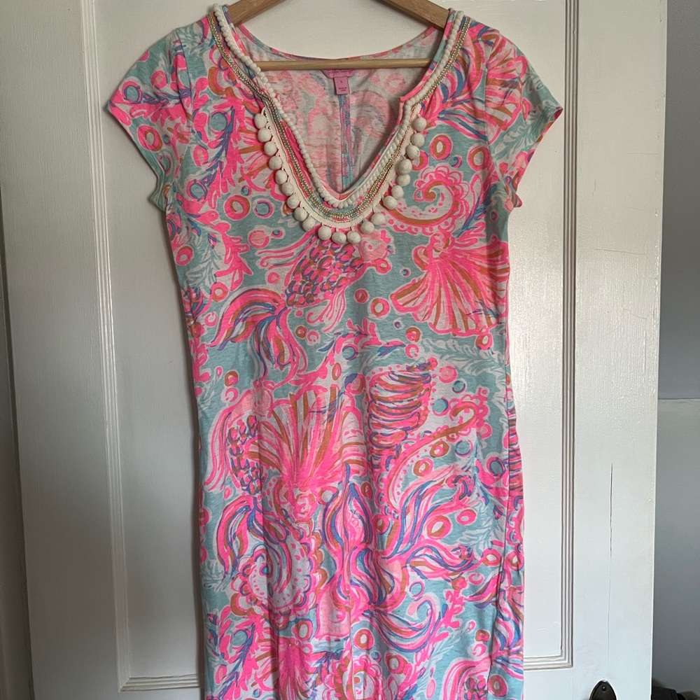 Lilly Pulitzer Harper t-shirt dress in Pink Pout Too Much Bubbly